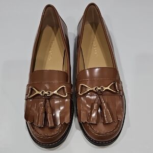 Talbots Brown Leather Flats with Tassels
